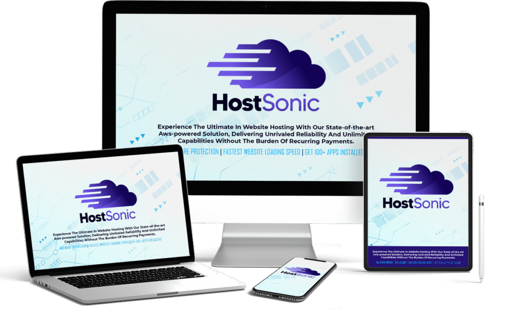"HostSonic 2.0 dashboard showing unlimited hosting options and user-friendly A-Panel interface"