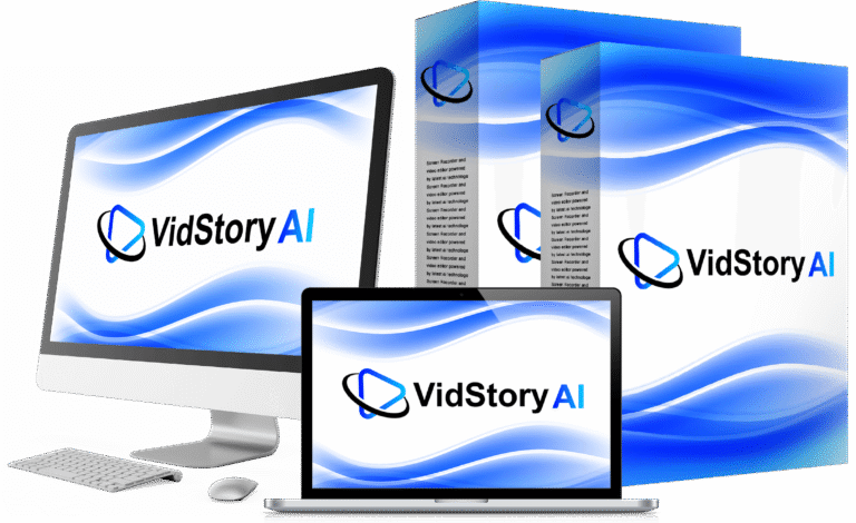 Dashboard of VidStory AI showcasing animated video, audio story, and storybook creation tools with AI-powered publishing features